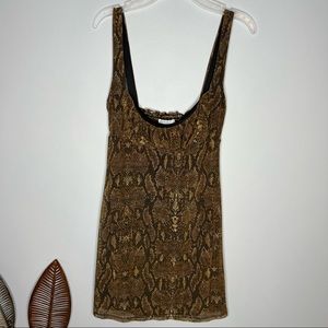 Urban Outfitters Animal Print Sleeveless Black Brown Mini Dress
